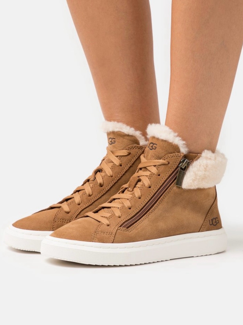 UGG Olive High Top Shearling Sneakers Chestnut 8.5 | $120 Retail